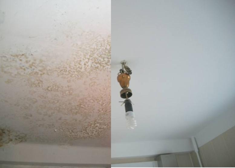 вид потолка до и после покраски