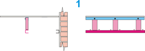 Первая возможная схема монтажа каркаса фальшбалок подвесного потолка из гипсокартона