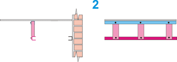 Вторая возможная схема монтажа каркаса фальшбалок для подвесного потолка из гипсокартона
