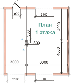план несимметричного 1 этажа с жб колонной